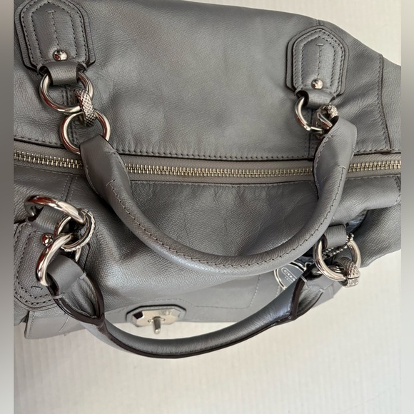 COACH pewter grey two way turnlock satchel - Picture 4 of 16